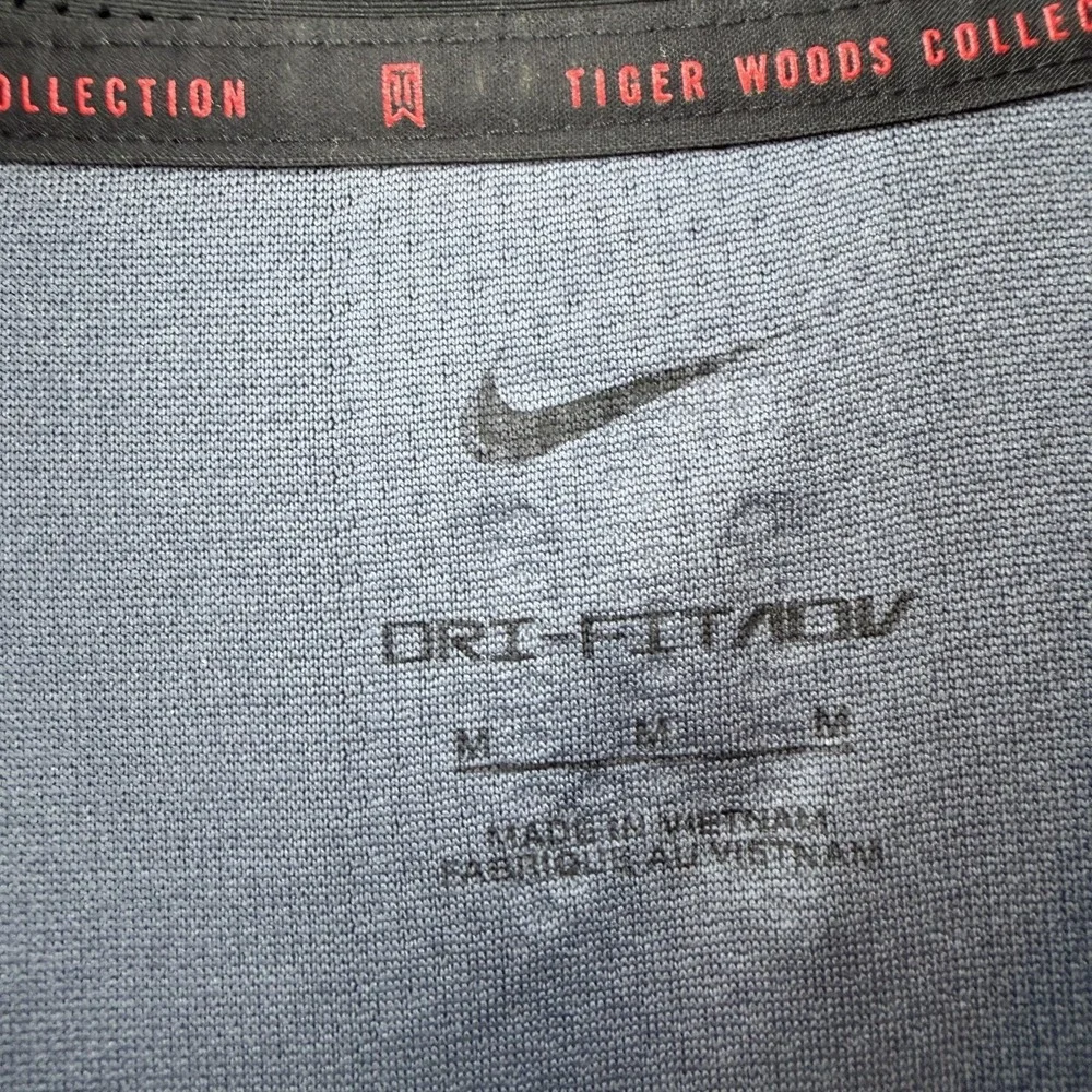Nike Tiger Woods Dri-FIT ADV Polo Shirt‎ Mens Medium Blue Golf Performance Top